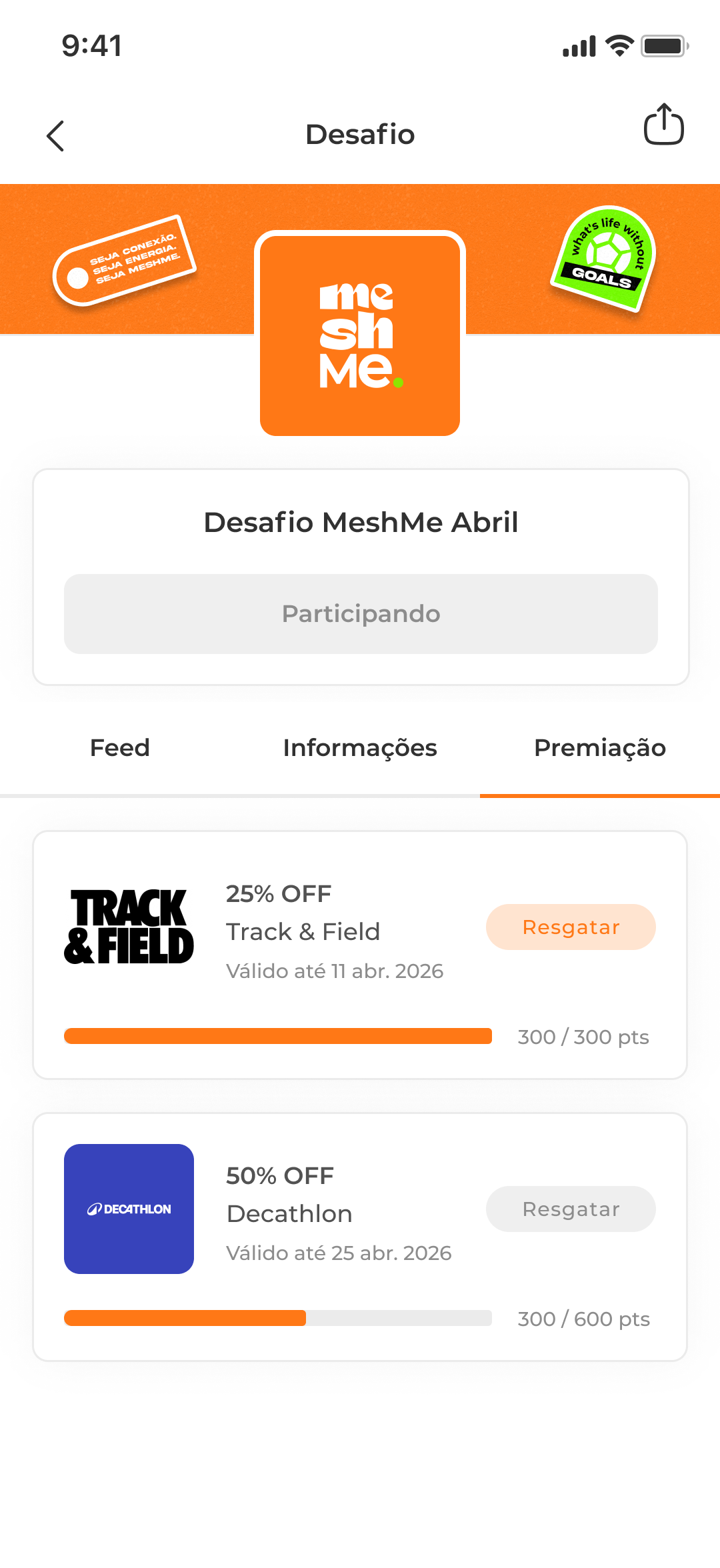 Registre suas atividades e concorra a prêmios